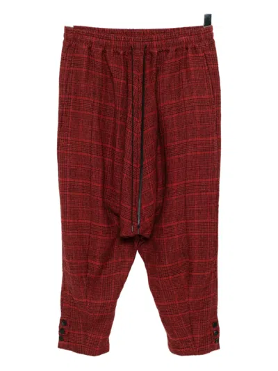 The Viridi-anne Checked Drop-crotch Trousers In Red