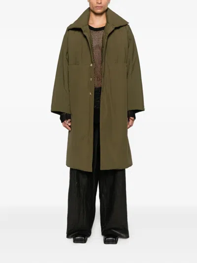 Ma+ Single-breasted Coat In Green