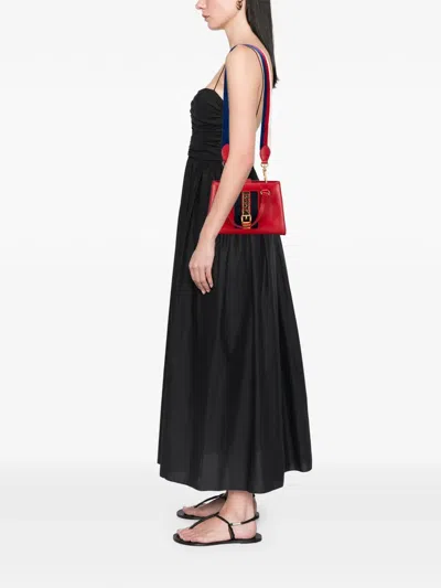 Pre-owned Gucci 2000-2015 Leather Sylvie Web Top Handle Satchel In Red