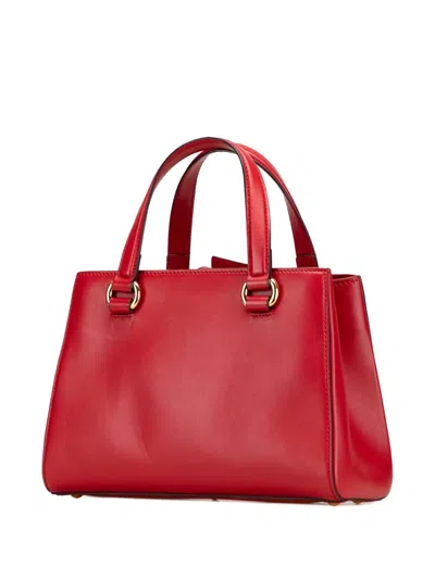 Pre-owned Gucci 2000-2015 Leather Sylvie Web Top Handle Satchel In Red