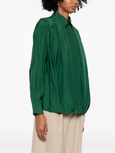 Loewe Charmeuse Balloon Button-down Shirt In Green