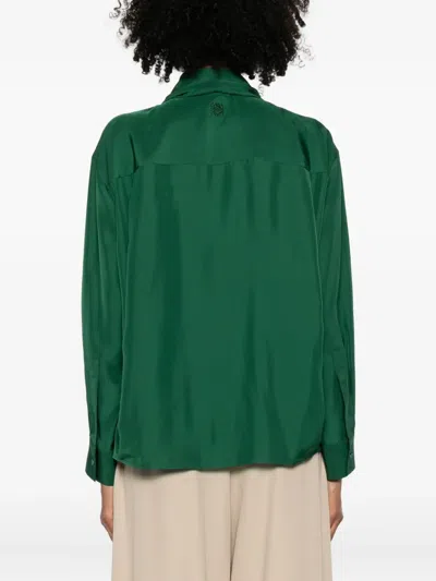 Loewe Charmeuse Balloon Button-down Shirt In Green