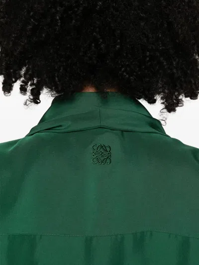 Loewe Charmeuse Balloon Button-down Shirt In Green
