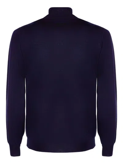 Fedeli High-neck Virgin-wool Sweater In Blue