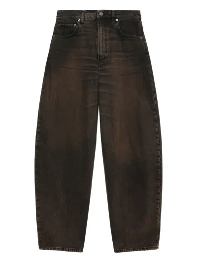 Haikure Sculpted Trousers Contrast Stitching In Brown
