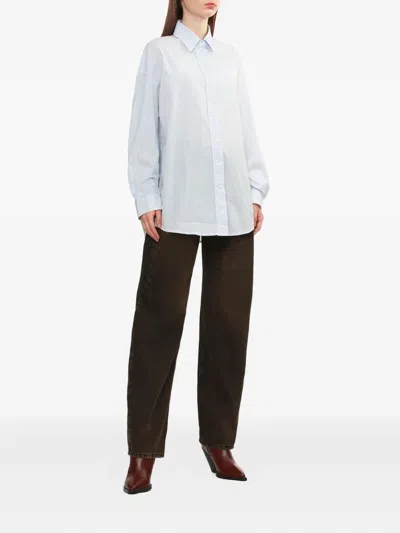 Haikure Sculpted Trousers Contrast Stitching In Brown