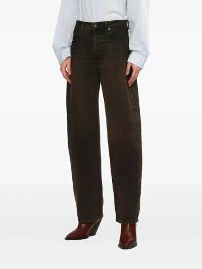 Haikure Sculpted Trousers Contrast Stitching In Brown
