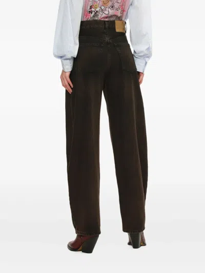 Haikure Sculpted Trousers Contrast Stitching In Brown