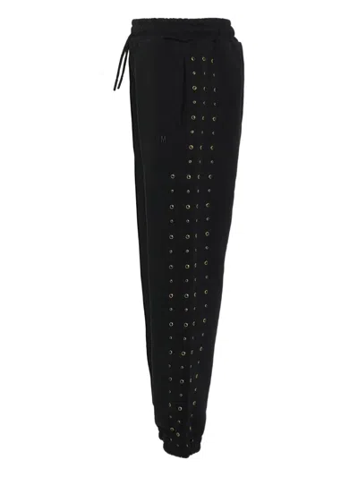 Msgm Black Trousers For Girl With Studs In Black
