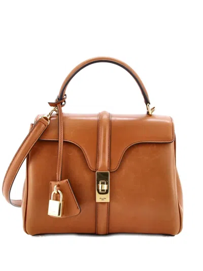 Pre-owned Celine Top Handle Smooth Leather 16 Satchel In Brown