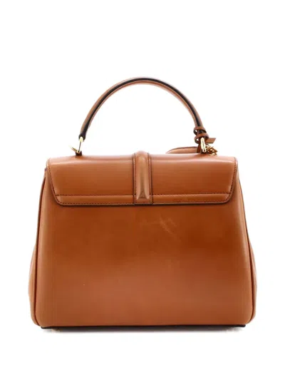 Pre-owned Celine Top Handle Smooth Leather 16 Satchel In Brown