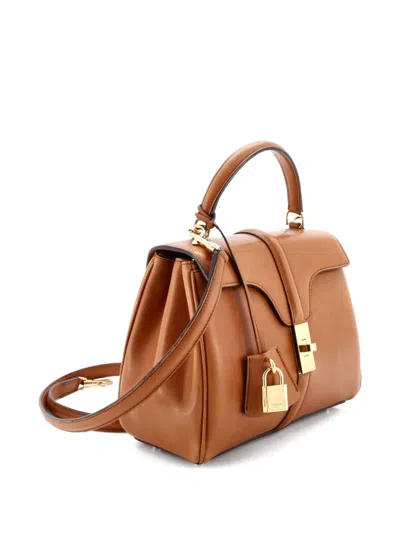 Pre-owned Celine Top Handle Smooth Leather 16 Satchel In Brown