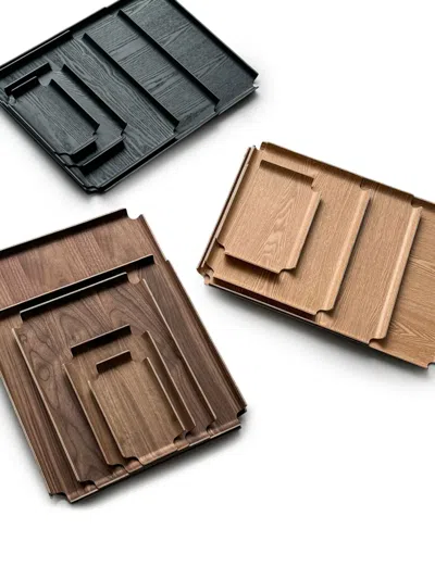 Xlboom Deck Rectangular Wood-grain Tray In Brown