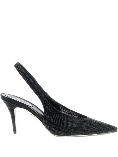 René Caovilla Textured Slingback Pump Pointed Toe In Black