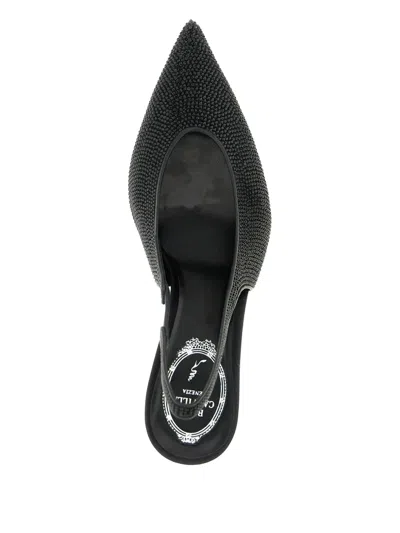 René Caovilla Textured Slingback Pump Pointed Toe In Black