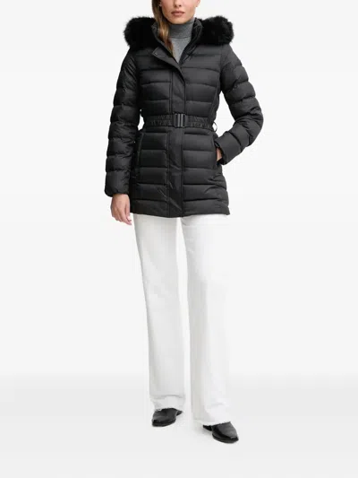 Geox Catria Hooded Belted Coat In Black