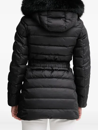 Geox Catria Hooded Belted Coat In Black