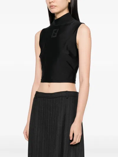 Pre-owned Fendi 1990-2000s Logo Turtleneck Vest In Black