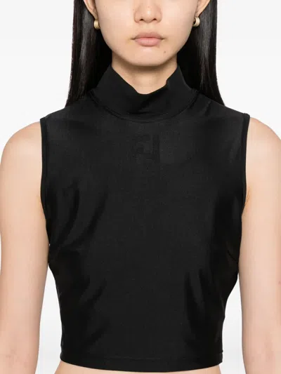 Pre-owned Fendi 1990-2000s Logo Turtleneck Vest In Black