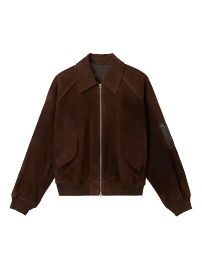 Juunj Zip Pocket Suede Jacket In Brown