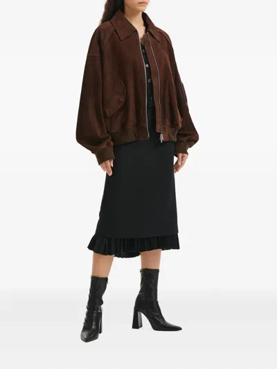 Juunj Zip Pocket Suede Jacket In Brown