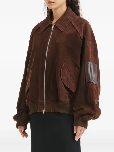 Juunj Zip Pocket Suede Jacket In Brown