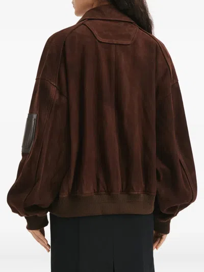 Juunj Zip Pocket Suede Jacket In Brown