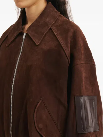 Juunj Zip Pocket Suede Jacket In Brown