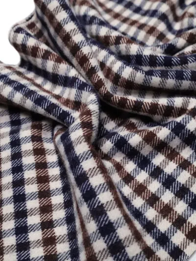 Aquascutum Merino Wool Club Check Scarf In Gold