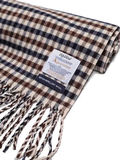 Aquascutum Merino Wool Club Check Scarf In Gold