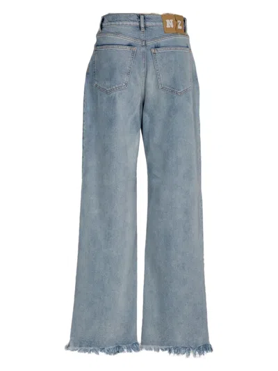 Natasha Zinko Frayed Wide-leg Jeans In Blue