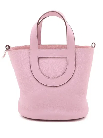 Pre-owned Hermes 2023 Clemence And Swift In The Loop 18 Handbag In Pink