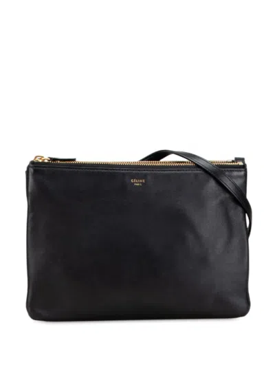 Pre-owned Celine 2018 Large Lambskin Trio Crossbody Bag In Black