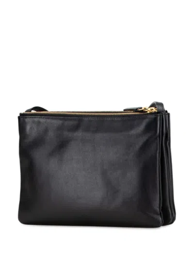 Pre-owned Celine 2018 Large Lambskin Trio Crossbody Bag In Black