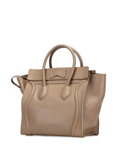 Pre-owned Celine 2012 Mini Smooth Calfskin Luggage Tote Bag In Brown