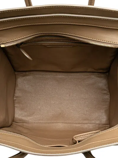 Pre-owned Celine 2012 Mini Smooth Calfskin Luggage Tote Bag In Brown