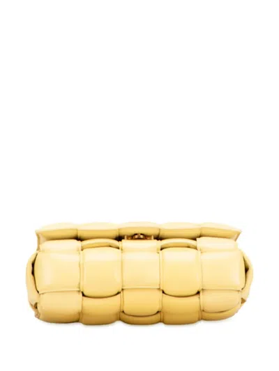 Pre-owned Bottega Veneta 2012-2025 Nappa Intrecciato Padded Chain Cassette Satchel In Yellow