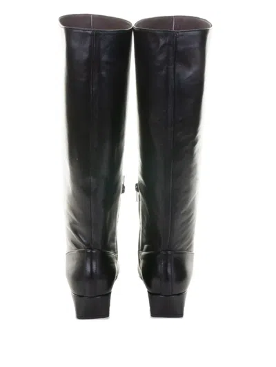 Lorena Paggi Square Toe Boots In Black