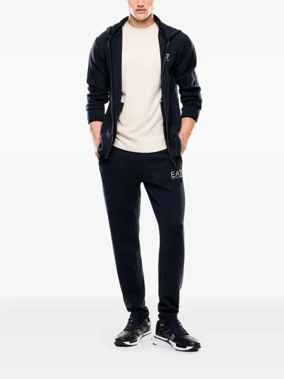 Ea7 Logo-embroidered T-shirt In Neutral