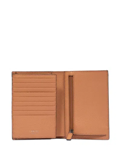 Lancel Compact Leather Wallet In Brown