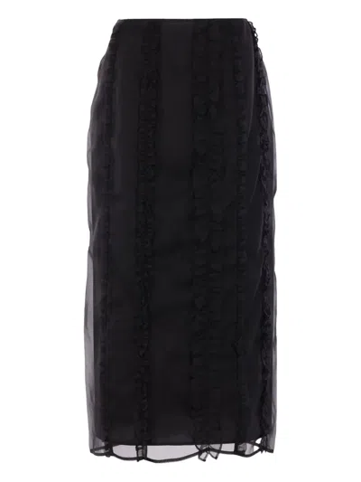 Cecilie Bahnsen Ruffled Midi Skirt In Black