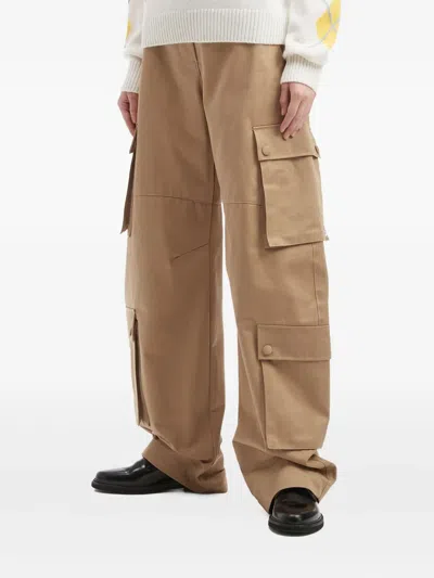 Msgm Denim Trousers With Multicoloured Thread Detail In Nude