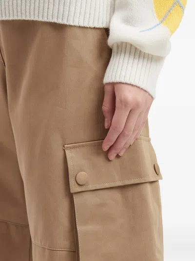 Msgm Denim Trousers With Multicoloured Thread Detail In Nude
