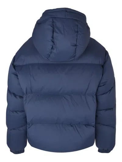 Msgm Hooded Down Jacket In Blue