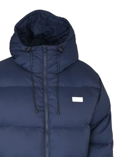 Msgm Hooded Down Jacket In Blue