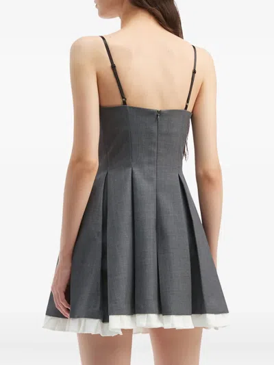 Shushu-tong Grey Pleated Sleeveless Dress With Sweetheart Neckline And Contrasting Hem In Wool Blend Woman In Gray