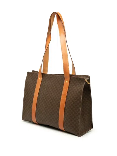 Pre-owned Celine 1996 Macadam Coated Canvas Tote Bag In Brown