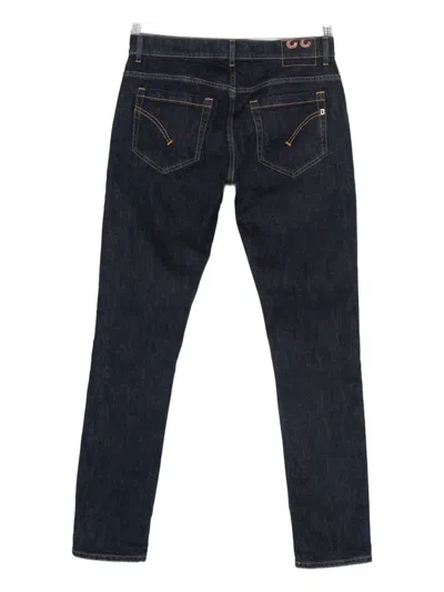 Dondup Straight-leg Dark Indigo Jeans With Contrast Stitching In Blue