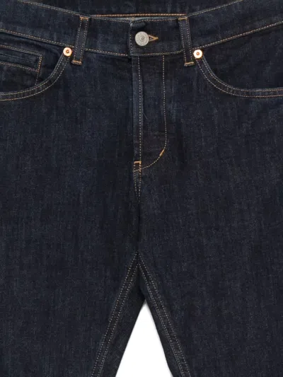 Dondup Straight-leg Dark Indigo Jeans With Contrast Stitching In Blue
