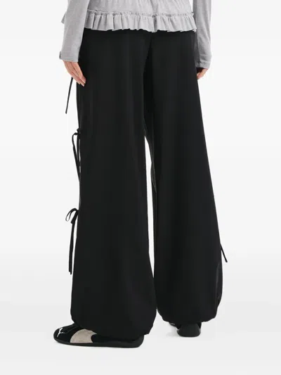 Mini Cream Drawstring Track Pants In Black